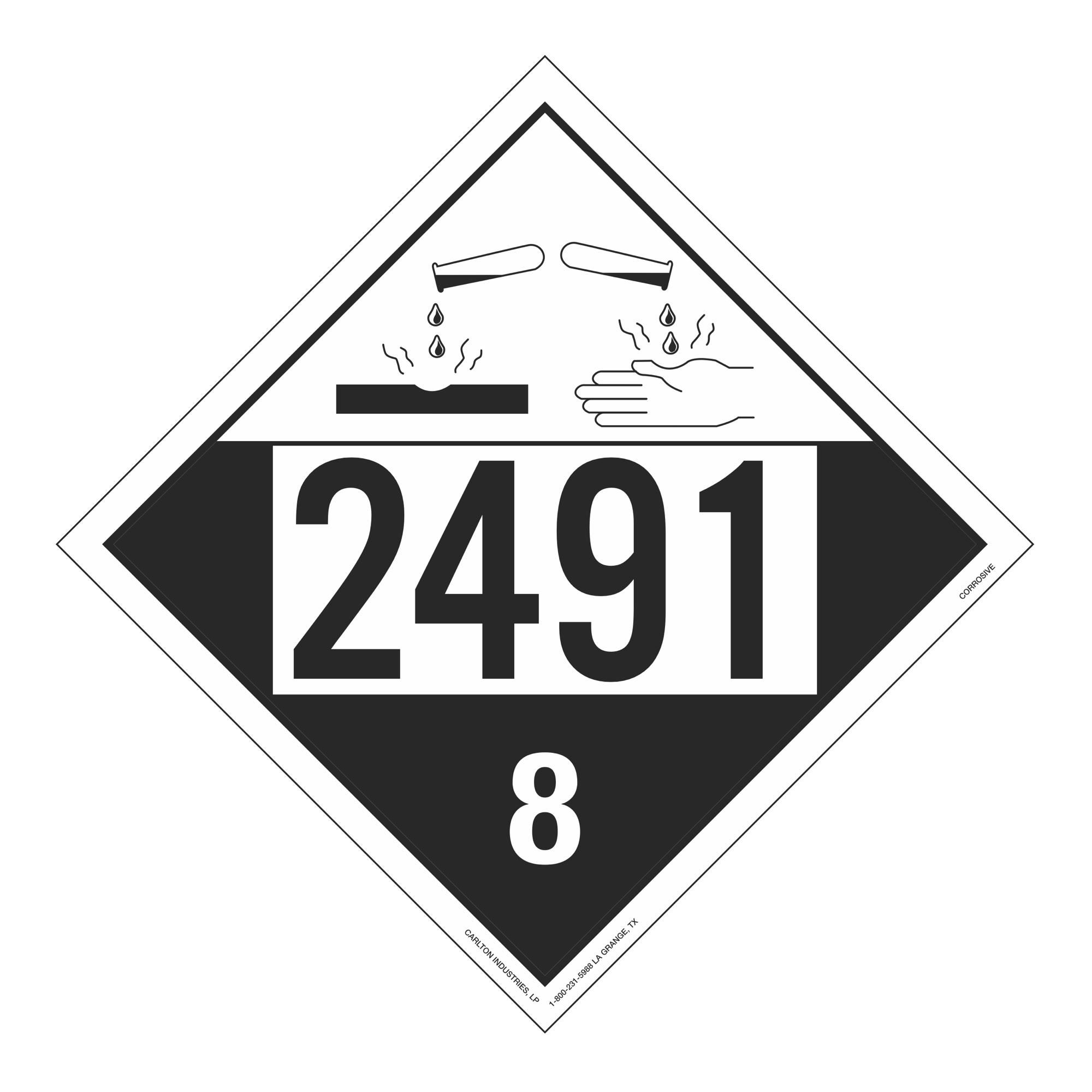UN#2491 Corrosive Numbered Placard | Carlton Industries