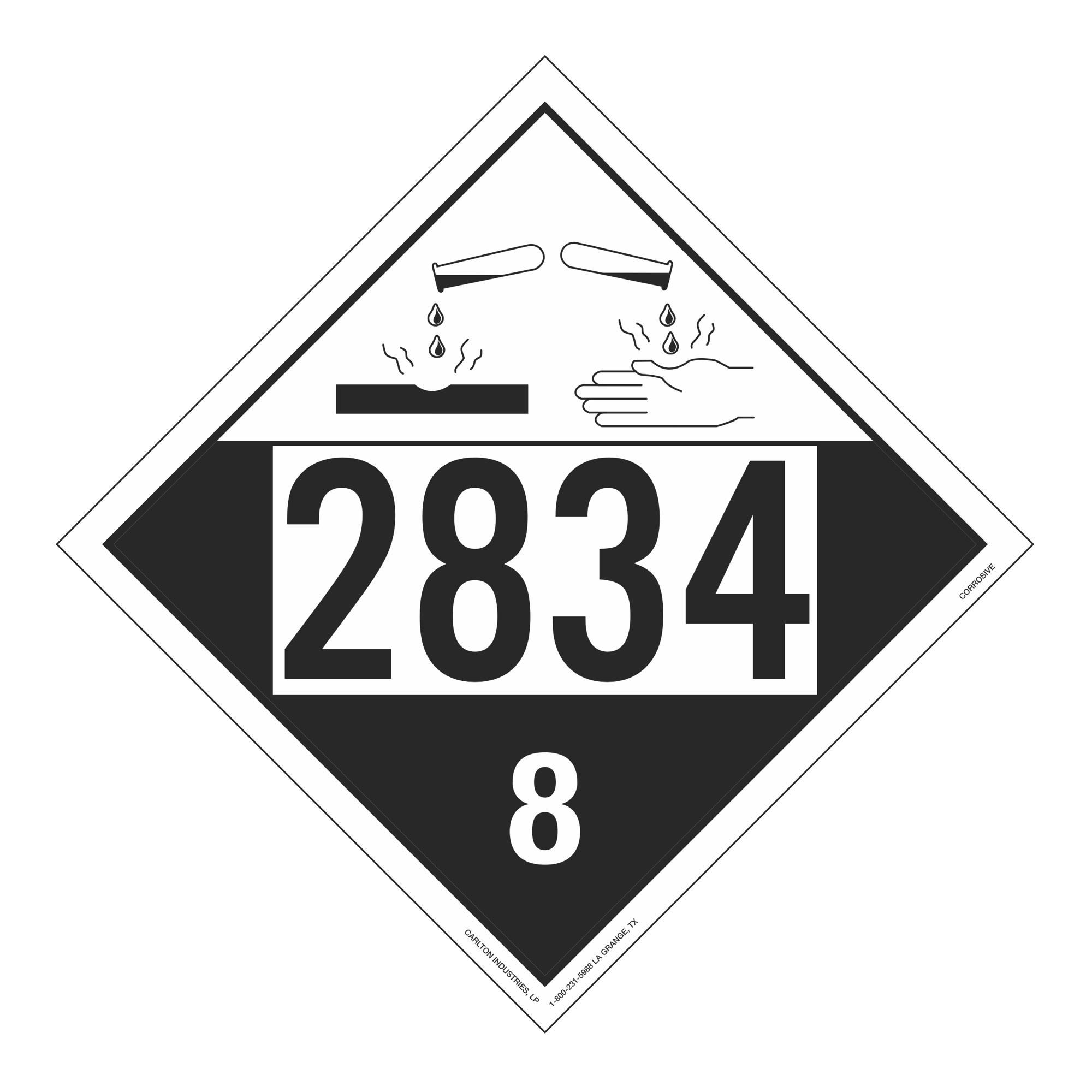 UN2834 Corrosive Stock Numbered Placard Carlton Industries