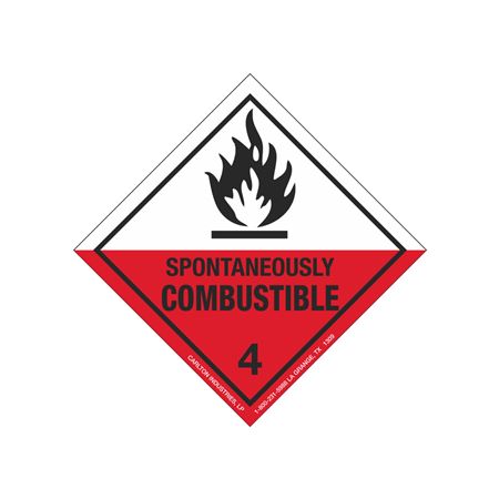 Spontaneously Combustible Shipping Label