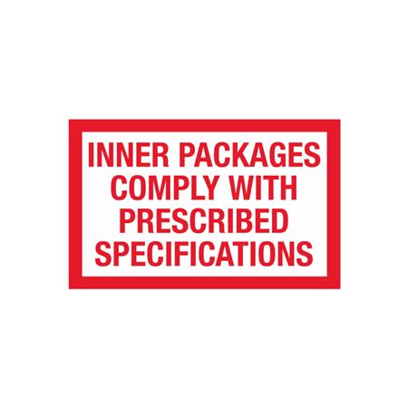 Inner Packages Comply With Prescribed Specs - Label
