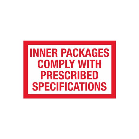 Inner Packages Comply With Prescribed Specs Label