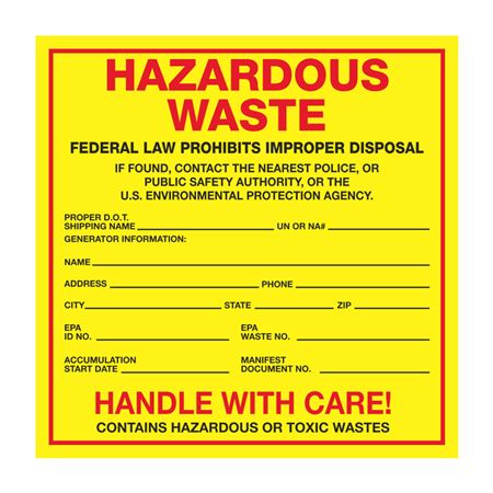 Hazardous Waste Paper Label RL/500