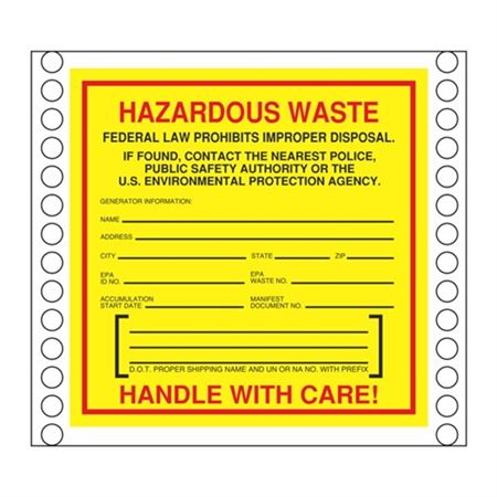 Custom Pin Fed Hazardous Waste South Carolina Label 6 x 6