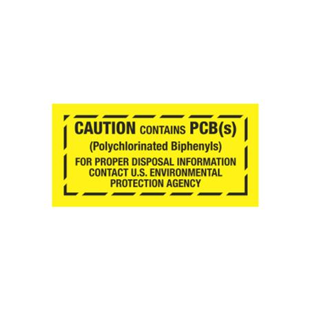 Caution Contains PCBs - Roll of 500 - 1 x 2