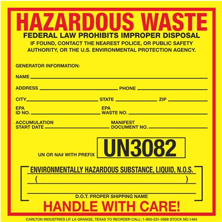 Custom HazMat Decals Environmentally Hazardous UN3082