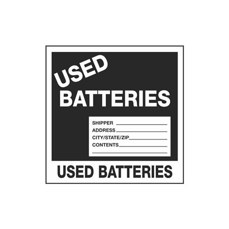 HazWaste Decals Pre-Printed - Used Batteries