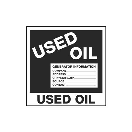 Assorted Pre-Printed HazWaste Labels  - Used Oil