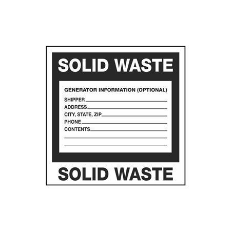 Assorted HazWaste Labels - Solid Waste 6 x 6