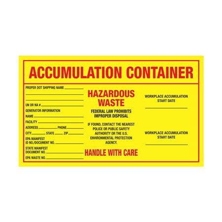 Assorted HazWaste Labels - Accumulation Container 6 x 10