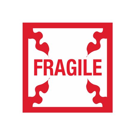 Fragile Labels - Fragile - Red - 4 x 4