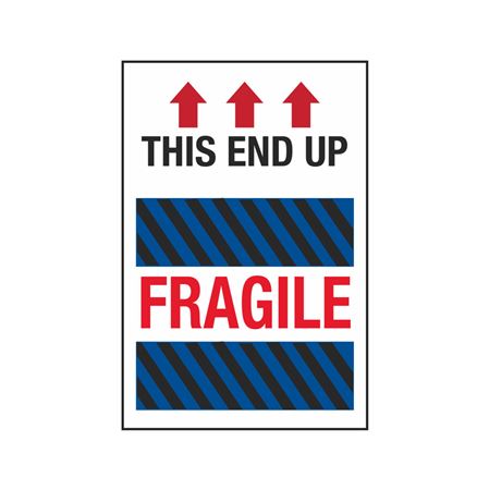 This End Up - Fragile (Blue/Black Stripes) 4 x 6