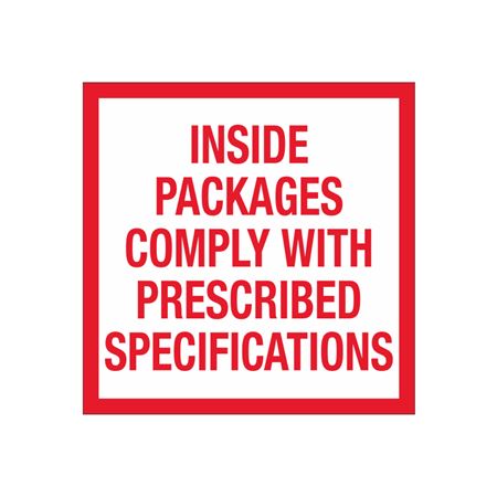Inside Packages Comply w/Prescribed Specifications - 4 x 4