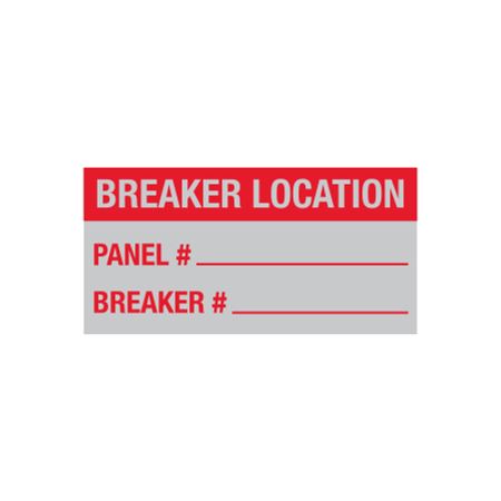 Maintenance Decal - Breaker Location Panel/Breaker # - 1 x 2