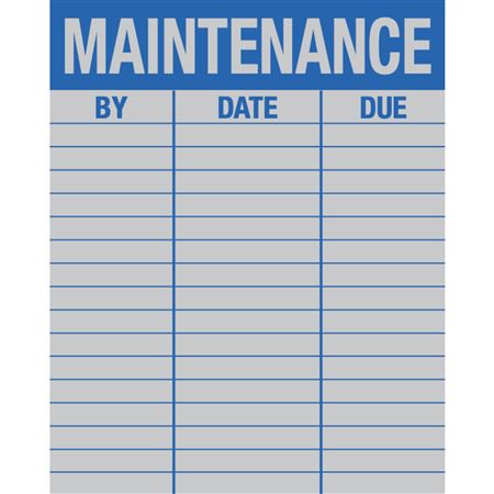 Service Record Decals - Maintenance By/Date/Due - 4 x 5