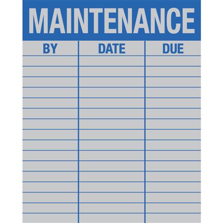 Service Record Decals - Maintenance By/Date/Due