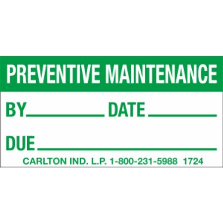 Maintenance Decal - By/Date/Due - 1 x 2