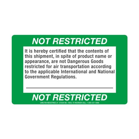 Not Restricted - Label
