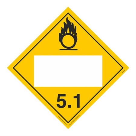 Class 5.1 - Oxidizer Blank - Tagboard 10 3/4 x 10 3/4