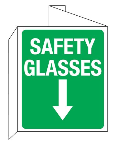 Safety Glasses w/Down Arrow Symbol 3D Wall Sign 8"x14"