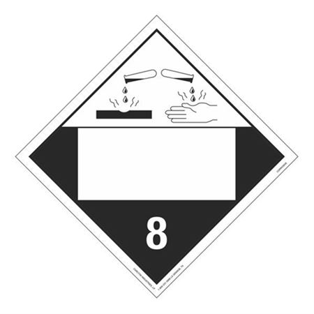 Class 8 Corrosive - Blank Removable Adhesive Vinyl 10 3/4 Placard