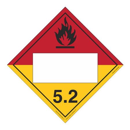 Class 5.2 Organic Peroxide - Blank Rigid Vinyl 10 3/4 Placard