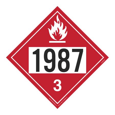 UN#1987 Flammable Liquid Stock Numbered Placard