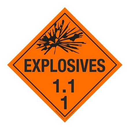 Class 1 - Explosives 1.1E Placard