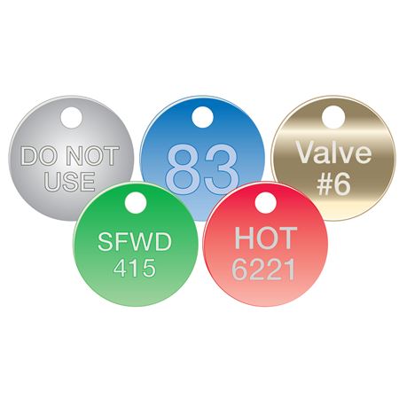 Custom Engraved Aluminum Valve Tags 1 1/2" - Colored