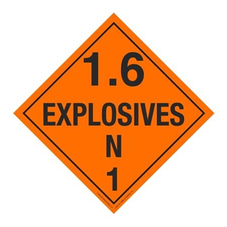 Class 1 - Explosives 1.6N Placard