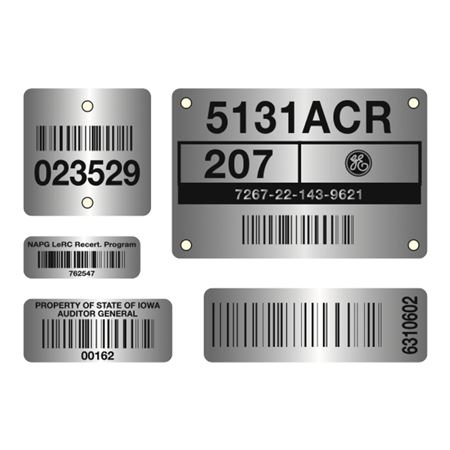 Aluminum Barcoded ID Plates - Custom - 1.40 x 1.40