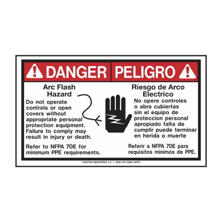 Danger Arc Flash Hazard / Bilingual - 3 1/2 x 6 - Decal