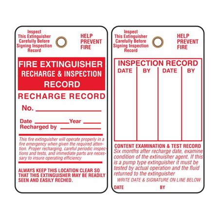 Fire Extinguisher Recharge & Inspection Record Tag