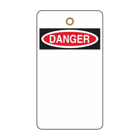 Low Qty. Custom Printed Vinyl Tags - Danger 3 1/8 x 5 5/8