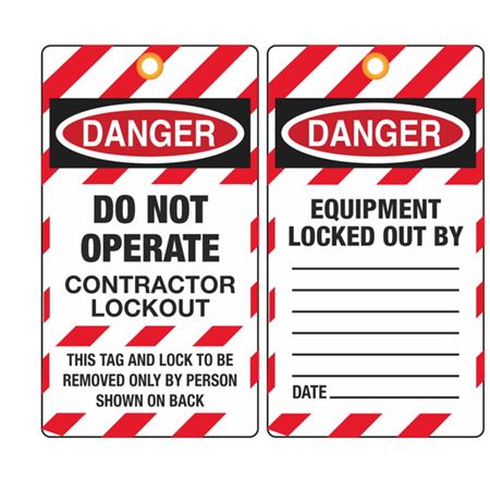 Danger Do Not Operate Contractor Lockout Tag