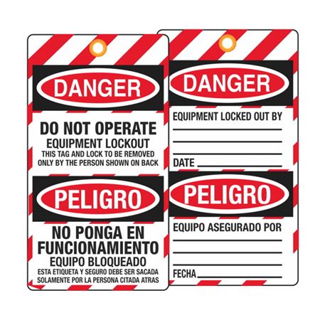 Danger Equipment Locked Out By/Date (Bilingual) Tag