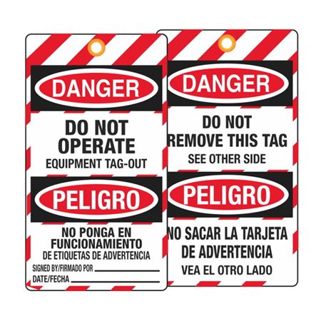 Danger Do Not Operate Equipment Tag-Out (Bilingual) Tag