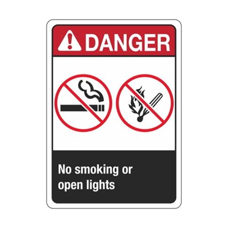 Danger No Smoking Or Open Lights Sign