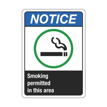 Notice Smoking Permitted In This Area Sign
