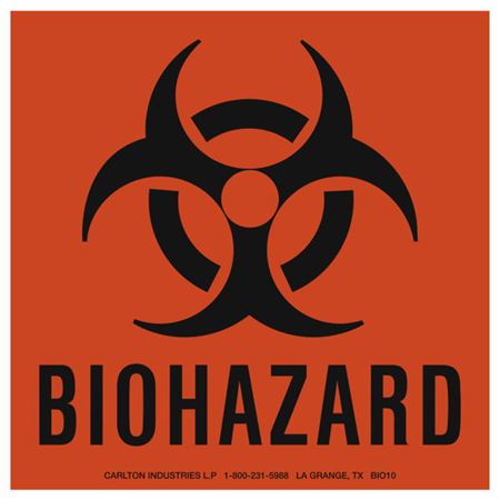 Biohazard Warning Labels/Decals - Vinyl Decals - 6 x 6