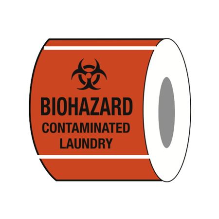 Paper Labels Biohazard Contaminated Laundry 4 x 4