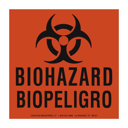 Bilingual Biohazard Warning Paper Labels - Biopeligro