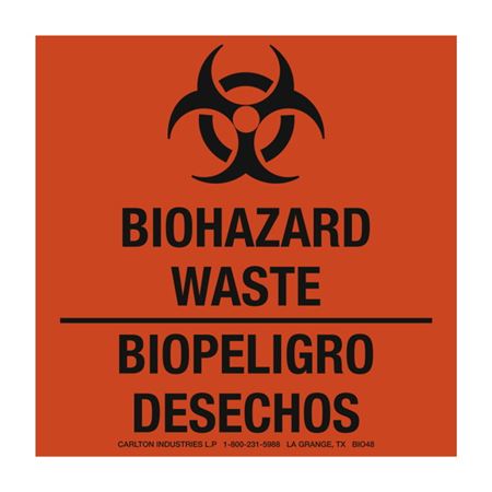 Bilingual Warning Labels - Biopeligro Desechos 6 x 6