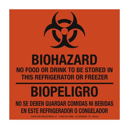 Biohazard - No Food/Drink To Be Stored In - Biopeligro 6 x 6