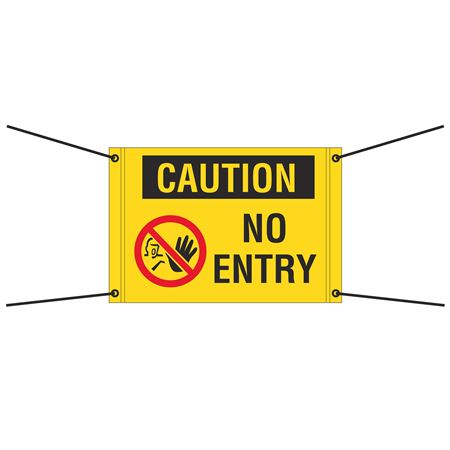 Bungee Barrier Sign - Caution No Entry - 20" x 30"