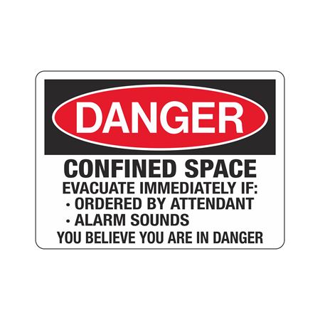 Danger Confined Space Evacuate Immediately If Sign