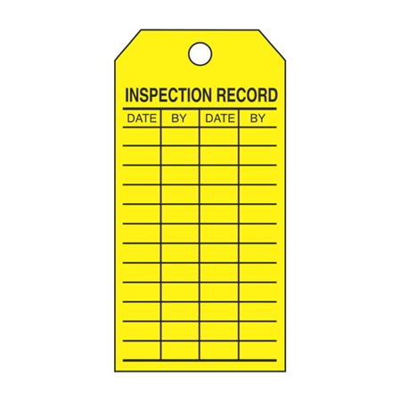 Inspection Record Yellow Tag - Cardstock