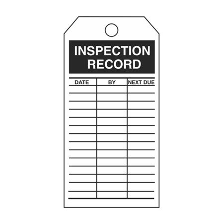 Inspection Record - Black Cardstock Tag - 2 7/8 x 5 3/4