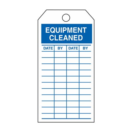 Equipment Cleaned - Blue Cardstock Tag