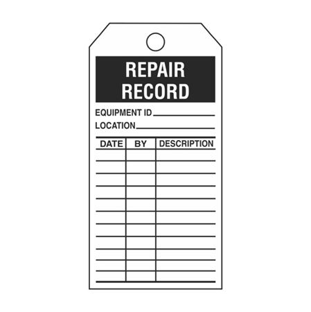 Repair Record - Black Cardstock Tag - 2 7/8 x 5 3/4