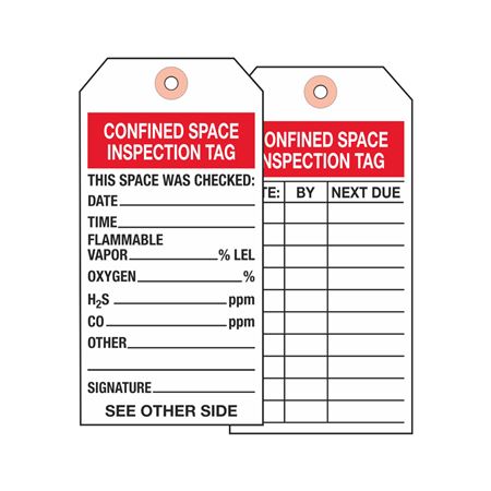 Confined Space Inspection Tag - Rigid Vinyl 3 1/8 x 5 5/8